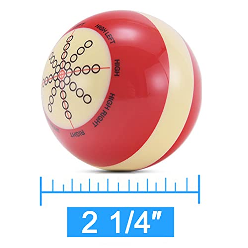 6 Red Dot & Red Cue Ball, AAA-Grade PRO Billiard Practice Training Que Ball - 2 1/4"