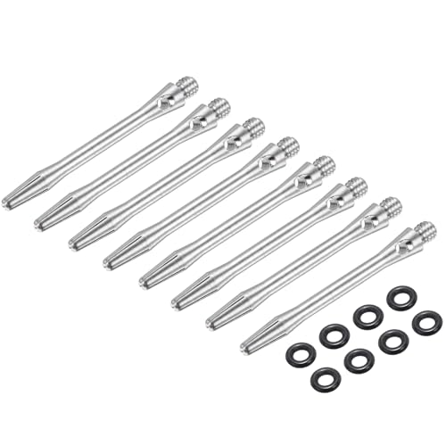 PATIKIL Aluminum Dart Shafts 2BA Thread Dart Stems Replacement Accessories with Rubber Rings for Steel Tip - color: Silver, size: 45mm