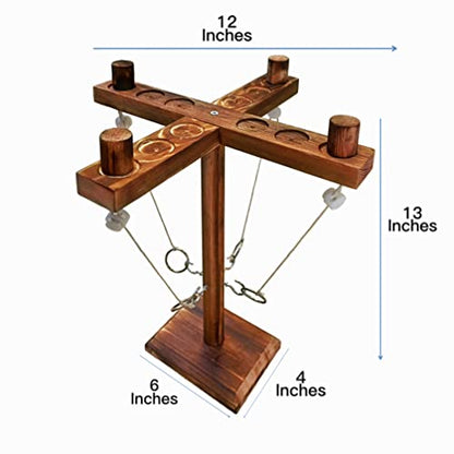 Ring toss Games Ring Hook Toss Game, Wooden Hook Tossing Game Interactive Outdoor Toys and Games for Family and Friends