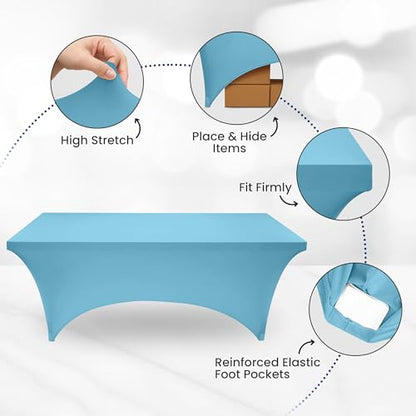 Utopia Kitchen Spandex Tablecloth 1 Pack [6FT, Blue Mist] Tight, Fitted, Washable and Wrinkle Resistant Stretch Rectangular Patio Table Cover for Event, Wedding, Banquet & Parties [72Lx30Wx30H Inch] - color: Blue Mist, size: 6 Feet - 1 Pack