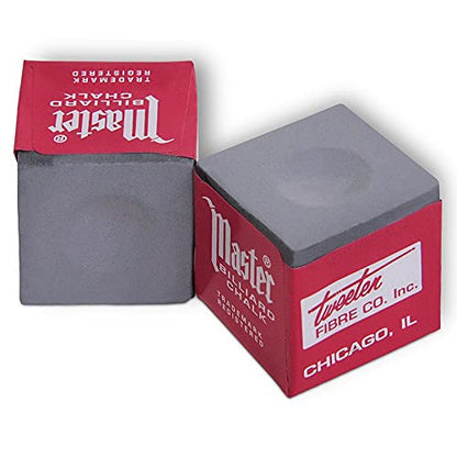 Master Billiard Pool Cue Chalk Premium Quality - 1 Dozen - Made in The USA + 2 pcs of Quality Billiard Pool Table Spots by Tweeten Fibre Co. - color: Gray