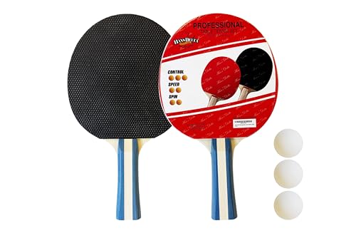 HAN'S DELTA Ping Pong Paddle Sets - 2 or 4 Player Table Tennis Paddles, Pingpong Balls & Net - Table Tennis Equipment & Ping Pong Accessories - style: Professional Set (2 Paddles+3 Balls)