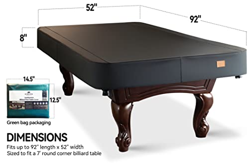 Heavy Duty Leatherette Billiard Pool Table Cover, Waterproof & Tearproof Covers for Pool Table 7/8/9FT Fitted (7 Feet/ Black) - color: Black Charcoal/Matte, size: 7FT-(92"LX 52"WX 8“H)