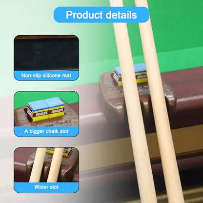 Weighted wooden 2-Cue pool cue stick holder, billiard cue stick holder, chalk holder