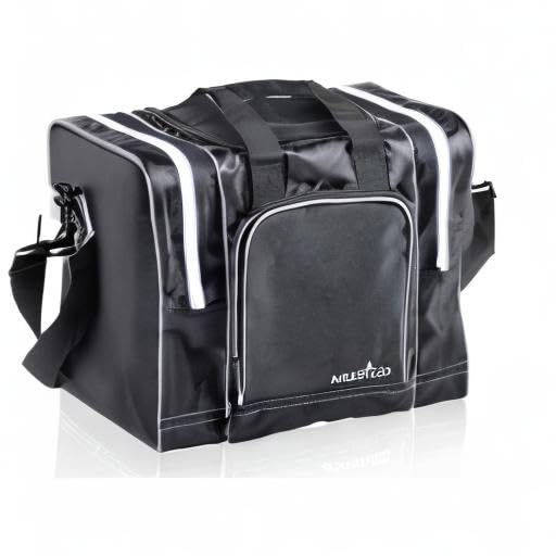 Athletico Bowling Bag for Single Ball - Single Ball Tote Bag With Padded Ball Holder - Fits a Single Pair of Bowling Shoes Up to Mens Size 14 - color: Black