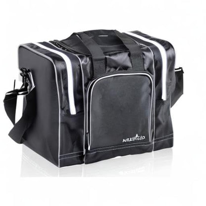 Athletico Bowling Bag for Single Ball - Single Ball Tote Bag With Padded Ball Holder - Fits a Single Pair of Bowling Shoes Up to Mens Size 14 - color: Black