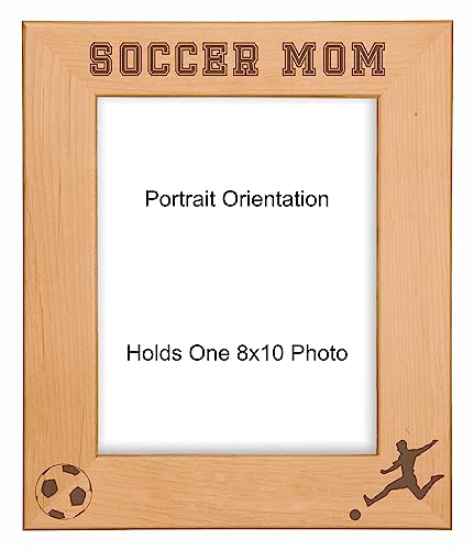 Gift for Mom Soccer Mom Engraved Wood Picture Frame (8x10 Portrait) - size: 8x10 Portrait