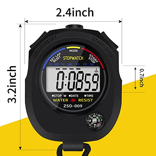Multi-Function Electronic Digital Sport Stopwatch Timer, Large Display with Date Time and Alarm Function,Suitable for Sports Coaches Fitness Coaches and Referees (48 Pack) - style: 48 pack