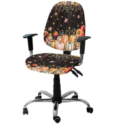 Savannan Office Chair Cover, Gnome Squirrel Pumpkin Protective Stretch Elastic Universal Cover for Desk Task Chair,Computer Rotating Chair 1 Pcs Maple Leaf Flowers on Wood