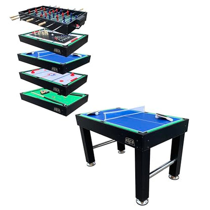KICK Pentacle 55" 5-in-1 Multi Game Table – Foosball, Billiards/Pool, Push Hockey, Shuffleboard & Bowling - color: Black