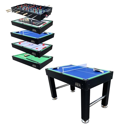 KICK Pentacle 55" 5-in-1 Multi Game Table – Foosball, Billiards/Pool, Push Hockey, Shuffleboard & Bowling - color: Black