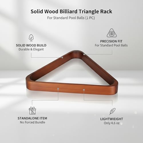 Solid Wood Billiard Triangle Rack for Standard Pool Balls - Durable Wooden Frame for 8-Ball & 9-Ball Games - color: Burgundy
