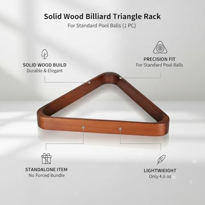 Solid Wood Billiard Triangle Rack for Standard Pool Balls - Durable Wooden Frame for 8-Ball & 9-Ball Games - color: Burgundy
