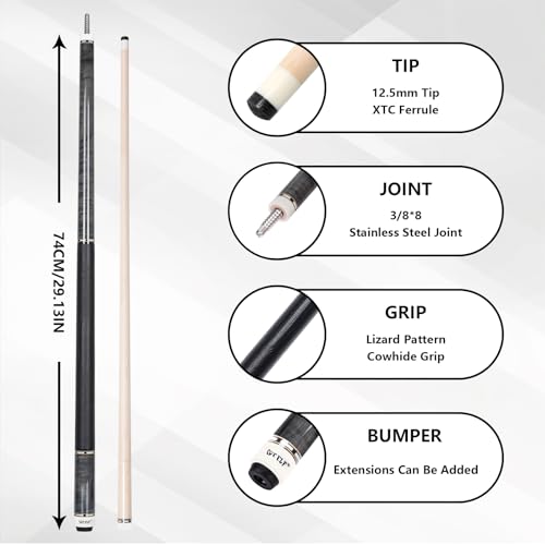CUEELF Pool Cue Stick Low Deflection Hand-Made Inlay Billiard Cue 58'' Professional Billiard Pool Cue Stick for Adults-12.5mm Tip,3/8 * 8 Joint - color: WD-SM-HB-HUI