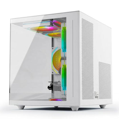Gaming PC Desktop Computer - Ryzen 5 4500, Radeon RX 6500XT 4GB, 16GB DDR4 RAM, 512GB NVME SSD, Prebuilt Tower for 1080P Casual Gaming, Streaming, School & Home Office (White)