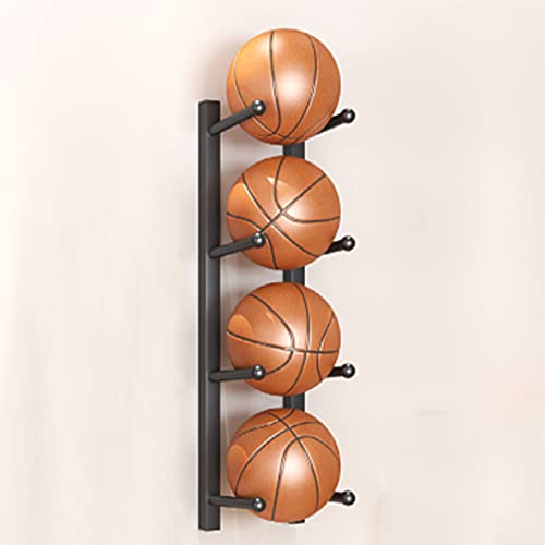 Wall-Mounted Sports Ball Storage Rack - Metal Basketball Holder & Multi-Function Equipment Organizer for Football, Volleyball, Yoga Mat, Soccer, Rugby, Baseball Display - color: Black, size: Length 105CM