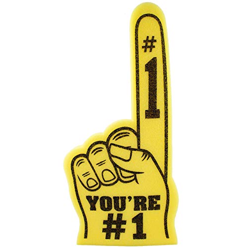 Giant Foam Finger 18 Inch- You're Number 1 Foam Hand for All Occasions - Cheerleading for Sports - Exciting Vibrant Colors use as Celebration Pom Poms- Great for Sports Events Games School Business - color: yellow