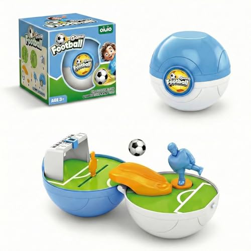 Mini Tabletop Football Game in a Ball, Travel-Ready Pocket Soccer Board Game with Launcher & Goalkeeper, Desktop Sports Toy for Kids Ages 3+