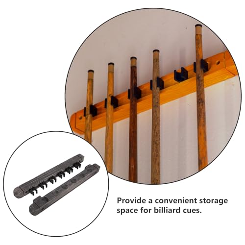 Cabilock Billiard Pool Cue Wall Mounted Holder Wooden Cue Stick Rack Silver Gray 6-cue Set for Game Room and Home Recreation