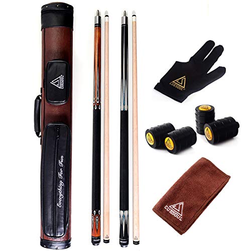 CUESOUL 19oz Pool Cue Sticks with Hard Pool Cue Case - color: E202-E203