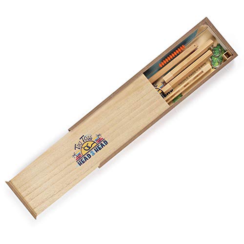 Tiki Toss Ring Toss Game – 20 Inch Desktop Edition - Hook and Ring Games with String and Hooks for Indoor Use, Man Cave Decor & Stuff, Gifts for Men - Wood