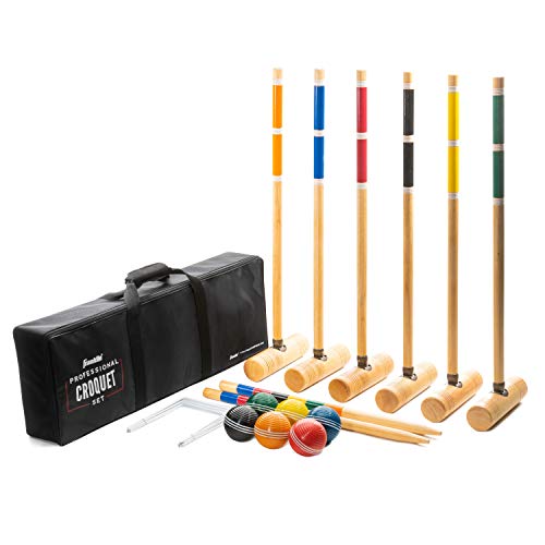 Franklin Sports Portable Backyard Croquet Sets - Complete 4 + 6 Player Croquet Sets with Mallets, Croquet Balls + Wickets Included - Outdoor Family Lawn Game Sets - style: Professional