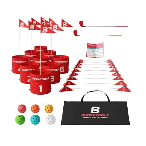 BUCKETGOLF 9 Hole Bundle - Outdoor Golf Game for All Ages. Adults, Kids, Family. Play Anywhere. Yards, Beach, Park, Backyard. Includes 2 Right-Handed Clubs - size: 2 Clubs (2 RH)