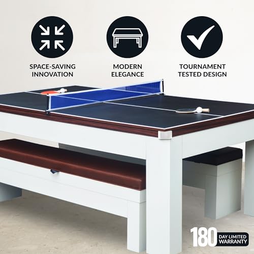 Hathaway Pool Table Combo Set with Benches - color: Walnut