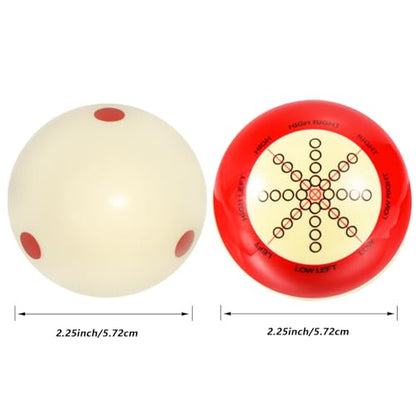 2 Pcs Billiard Training Cue Ball,Pool Cue Ball Practice with Dots,Inchluded Billiard Gloves,Pool Table Marker Dots,Billiard Balls Used in American Billiards Eight Balls
