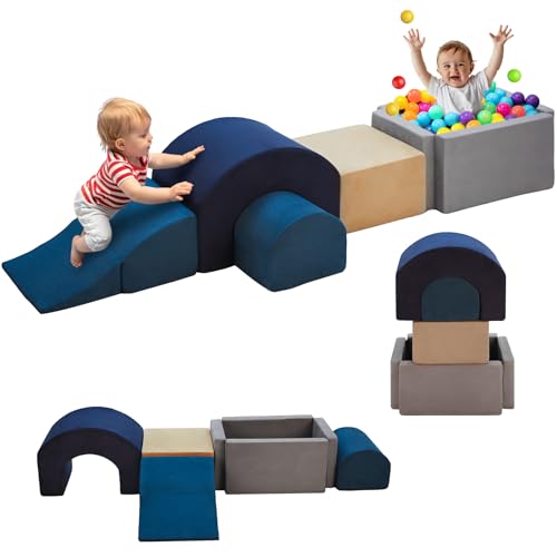 Climbing Toys and Blocks - Indoor Soft Foam Climber PlaySet for Toddlers, Kids, and Babies Ages 1-3 - Perfect for Crawling and Ball Pit Play