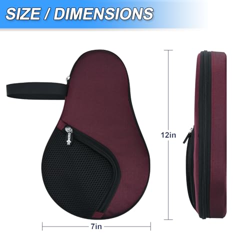 Cosmos Table Tennis Paddle Bag Paddles Case Cover Waterproof Ping Pong Racket Bat Storage Case Holder with Ping Pong Ball Mesh Storage Pocket Organizer, Fits 2 Paddles - color: Burgundy