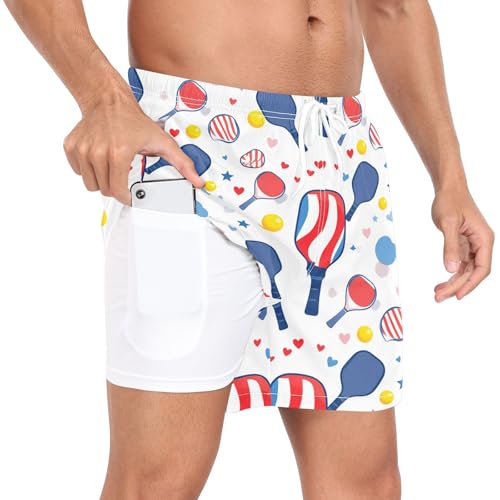 QUGRL Mens 2 in 1 Athletic Shorts with Pockets Quick Dry Running Shorts for Men Training Workout Gym Sports Outdoor S-XXL - size: Large