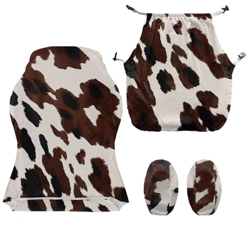 Brown Cow Print 4 Piece Gaming Chair Cover with Armrest Covers Breathable Non Slip Washable Slipcover for Esports Chairs for Anti Cat Scratch Protection of Computer Gamer Chair Slipcovers - color: Brown Cow Print