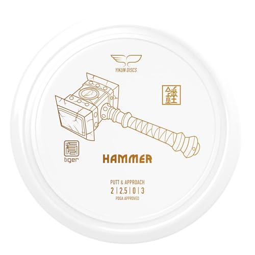 Yikun Hammer Golf Disc PDGA Approved - Limited Edition Pro Worlds 2025 | Overstable Driving Putter for Control & Hyzer Flips | Wind-Fighting Torque Resistant 170-176g (Premium Plastic) - color: white
