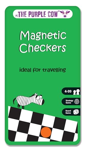 The Purple Cow Magnetic Travel Checkers Game - Board Games for Kids and Adults. Great for Travel. - color: Checkered