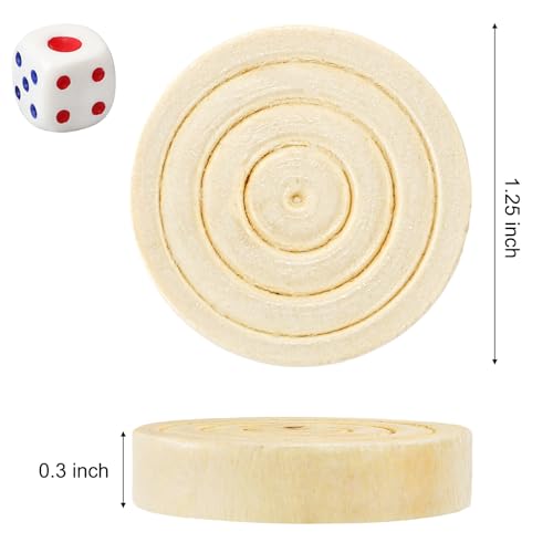 Yarlung 48 Pieces Wooden Checkers Only with 2 Dices, 1.25 Inch Wood Backgammon Checkers Game with Drawstring Bag for Replacement or Spare Pieces