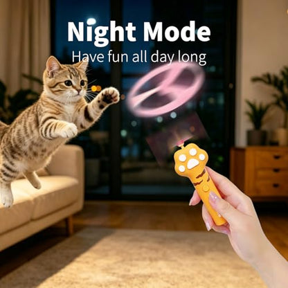 LED Glowing Cat Fetch Toy Launcher, USB Rechargeable Electric Flying Disc Toy with Soft Spinner Discs, Interactive Tracking Hunting Toy for Indoor Outdoor Kitten & Dog Daily Play(Yellow) - color: Yellow