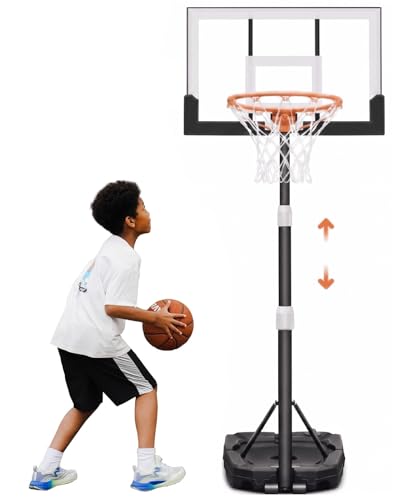 Seray Kids Basketball Hoop Outdoor [Patented 6s Safe-Adjust] 3.2-7.2FT, Indoor/Poolside/Mini Basketball Hoop for Kid/Toddler/Youth/Adult in Backyard/Driveway,Shatterproof Backboard and Enlarged Base - color: White