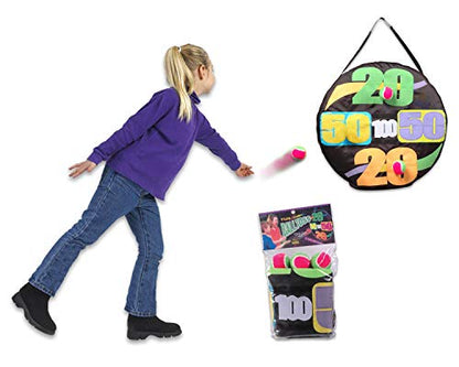 Tennis Ball Toss - Target, Dart Board Game 24" Inflatable Hook & Loop Target Game Young Adults w/ 3-2" Balls