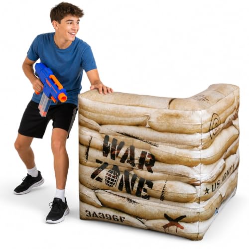 Combat Battlefield Compatible with Laser tag, Water Gun, Dart Gun, Perfect for Boys and Girls Birthday Activities (Battle INFLATABLES Combat war Zone Battlefield Activity)