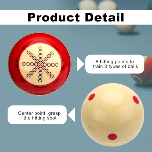 NQEUEPN 2pcs Billiard Training Cue Ball, Pool Training Balls Billiards Practice Accessories Billiards Training Pool Table Training Red Dot Cue Ball for Beginner Games Sports Billiard Table Trainer