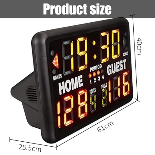 Led Basketball Scoreboard with Timer, 328ft Viewing Distance Digital Scorekeeper, Tabletop Portable Electronic Score Board for Ping Pong, Pickleball, Volleyball, Gym & Game Room