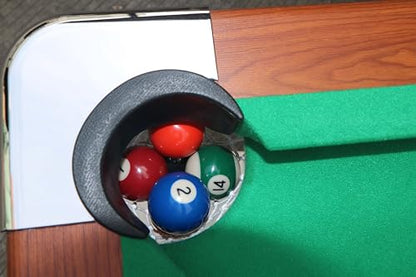 Billiards Table, 5.5 Ft Foldable Pool Table, Balls, Brush, Triangle Rackand, Chalk, for Basements, Adult Rrec Room and Family Game Room - color: Brown + Green