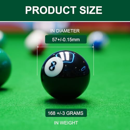 HMQQ 2 1/4" Replacement 8 Ball for Pool Table, Regulation Size Professional Resin Billiard Ball, Durable Glossy Finish, Single Black Pool Ball - style: Number 8