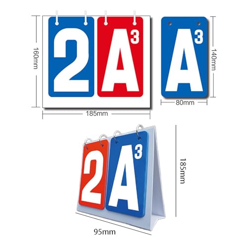 Flip Scoreboard Card Game Scoring Cards Score Keeper Score Flipper Portable Tabletop Thickened Matte PP Waterproof Manual Suitable for Family Game Nig, Red Blue