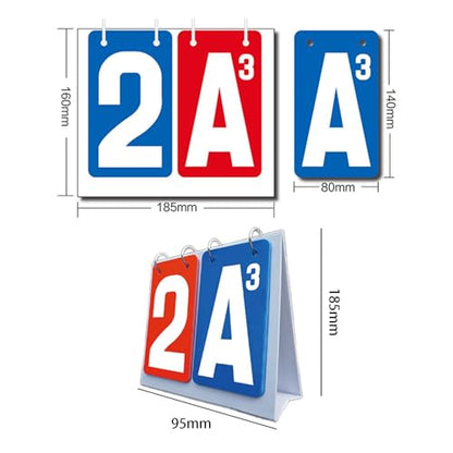 Flip Scoreboard Card Game Scoring Cards Score Keeper Score Flipper Portable Tabletop Thickened Matte PP Waterproof Manual Suitable for Family Game Nig, Red Blue