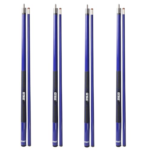 GSE Games & Sports Expert 58" 2-Piece Fiberglass Graphite Composite Billiard Pool Cue Sticks (Several Colors Available, Weight from 18oz, 19oz, 20oz, 21oz) - color: Blue, style: set of 4