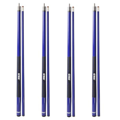 GSE Games & Sports Expert 58" 2-Piece Fiberglass Graphite Composite Billiard Pool Cue Sticks (Several Colors Available, Weight from 18oz, 19oz, 20oz, 21oz) - color: Blue, style: set of 4