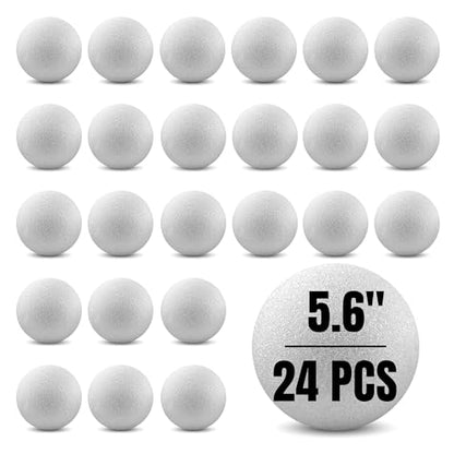 Round Foam Balls for Crafts - 5.6-Inch White Craft (XPS) Arts Small School Projects and DIY 24 Pack of Spheres Hygloss - size: 5.6-Inch, style: 24 Pieces