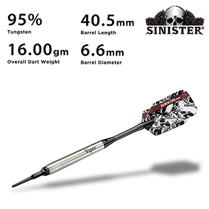 Viper Sinister 95% Tungsten Soft Tip Darts - size: 16 grams, style: Teardrop Barrel